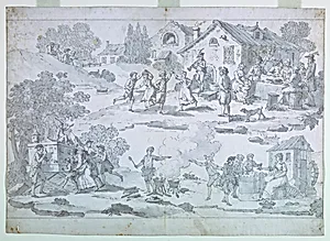 Cartoon for cotton printing: The Country Feast [La FÃªte ChampÃªtre]