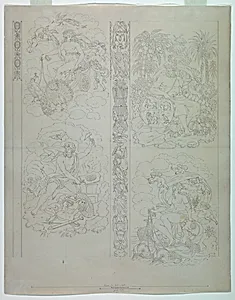 Cartoon for Printed Cotton: The Four Elements [Les Quatre Elements]