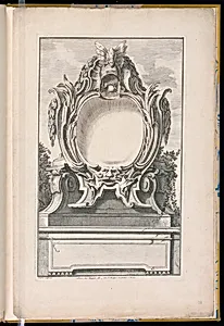 Cartouche Decorated with a Helmet and a Mask