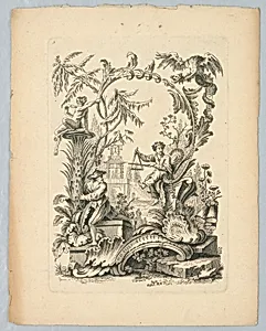Cartouche with Chinoiserie Motifs