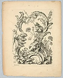 Cartouche with Chinoiserie Motifs