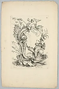 Cartouche with Sea Motifs, Plate B