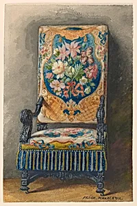 Carved side-chair with needlepoint cover upholstery