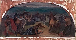 Cattle Thieves Surprised by Posse (mural study, Burns, Oregon Post Office) by Jack Wilkinson