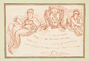 Ceiling detail with two seated figures and escutcheon by Jean-Robert Ango, French, active in Rome 1759 –1770, d. 1773