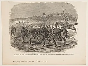 Charge of the First Massachusetts Regiment on a Rebel Rifle Pit Near Yorktown by Winslow Homer, American, 1836–1910