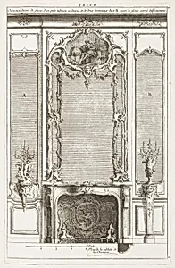 ChiminÃ©e decorÃ©e de glaces (Fireplace Decorated with Mirrors), in Livre de dÃ©coration de lambris (Book of Panelling Decoration)