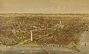 City of Washington (Bird's-eye View from the Potomac Looking North)