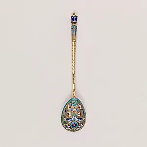 Cloisonne Enamel Teaspoon, Part of a Set of Six