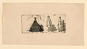 Costume Studies: Three Standing Figures by Unknown