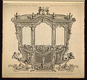 CotÃ© Premier des Magnifiques Carosses DorÃ©, dont les Paneaux sont de Glaces de Miroir, et les Cloux de Cristal