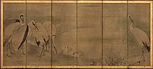 Cranes and chrysanthemums