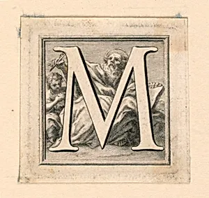 Decorated Capital Letter M by Jakob Frey, Swiss, active Italy, 1681 - 1752