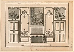 Decoration of the Fireplace Wall in Entrance Hall of Hotel Roquelaure