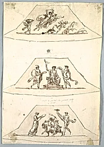 Decorative Project: Three Trapezoids with Flora and Zefiro by Felice Giani, Italian, 1758–1823