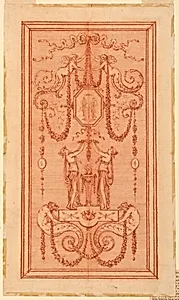 Design for a Decorative Panel (with Nymphs and Garlands)