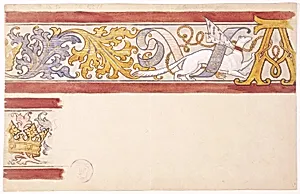 Design for a Frieze Decoration with Ermine and Monogram of Anne of Brittany (recto); Design for a Wall Decoration with Coat of Arms of Anne of Brittany (verso)