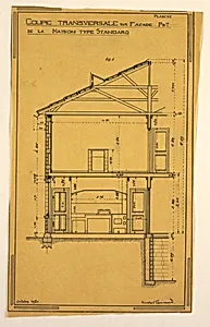 Design for a Mass-Operational House Designed by Hector Guimard, Cross Section from the Side