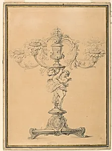 Design for a Metal Candelabrum of Four Branches, for Louis XV's Service