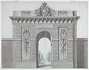 Design for a monumental gateway honoring the arrival of Marie Antoinette at Versailles