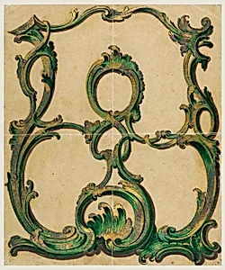 Design for a Painted Coach Panel with Rocaille Motif by Edward Crace, English