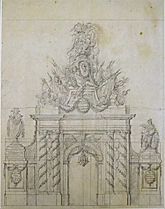 Design for a painted decoration in honor of a French general who had been governor of a crown prince