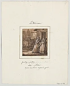 Design for a Painted Porcelain Plate, Le Taureau (Taurus) from the Le Zodiaque Travesti (The Farcical Zodiac) Service
