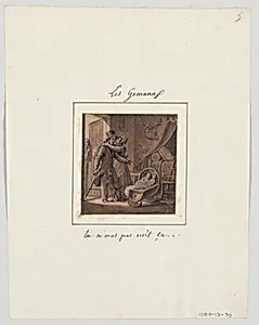 Design for a Painted Porcelain Plate, Les GÃ©meaux (Gemini) from the Le Zodiaque Travesti (The Farcical Zodiac) Service