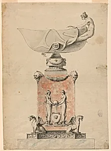 Design for a Pedestal and a Bowl, Intended for Execution in White and Rose Marbles for Marie Antoinette at St. Cloud