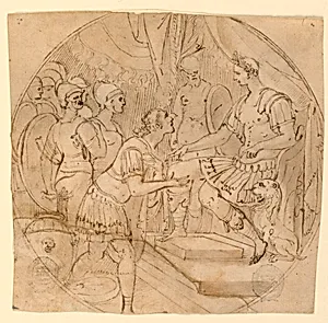 Design for a Plate or a Tondo: Soldiers supplicant before a Roman General