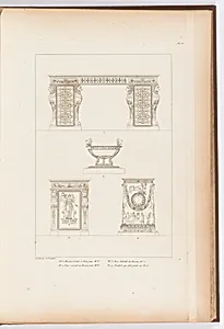 Design for a table with monopods, Plate 38 in Receuil des dÃ¨corations intÃ©rieurs