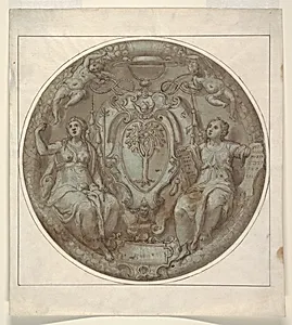 Design for a Tondo with Arms of Cardinal Giulio della Rovere