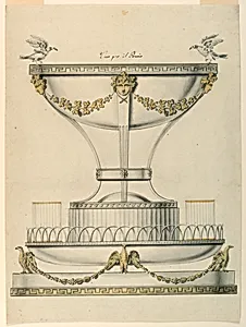 Design for a Tray with Punch Bowl and Glasses
