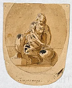 Design for an Ovoidal Painting: Temperance