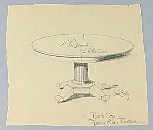Design for Dark Oak Dining Room Table by A.N. Davenport Co.