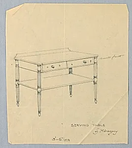 Design for Mahogany Serving Table on Fluted Legs