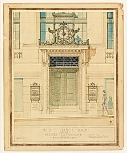 Design for main entrance door for the Bankers' Trust Company, New York, NY