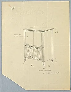 Design for Music Cabinet "B" of Mahogany and Inlay by A.N. Davenport Co.