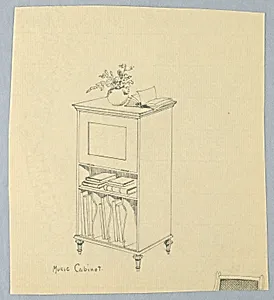 Design for Music Cabinet by A.N. Davenport Co.