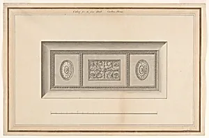 Design for Oblong Plaster Ceiling for the First Hall, Carlton House, Pall Mall, London, England