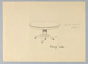 Design for Round Adjustable Dining Table on Octagonal Base by A.N. Davenport Co.