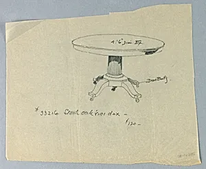 Design for Round Oak Dining Table by A.N. Davenport Co.