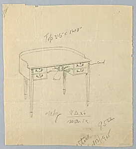 Design for Semi-Circular Writing Table, Dated October 13, 1905