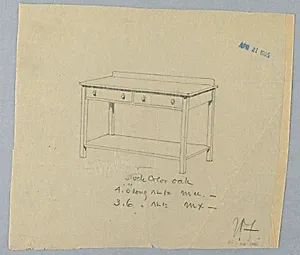 Design for Serving Table with Two Drawers with Round Pulls