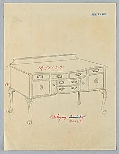 Design for Sideboard with Ten Drawers and Ball and Claw Feet