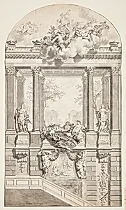 Design for Staircase, Voorst Castle, The Hague, Netherlands