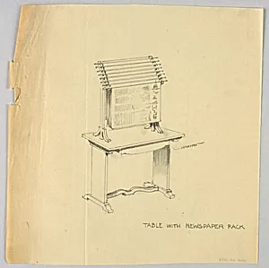 Design for Table with Newspaper Rack by A.N. Davenport Co.