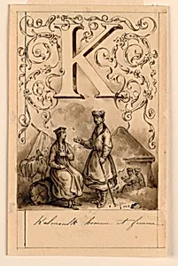 Design for the Letter K of a Pictoral Alphabet: Kalmucks by Victor Vincent Adam, French, 1801 – 1866