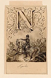 Design for the Letter N of a Pictoral Alphabet: Napoléon by Victor Vincent Adam, French, 1801 – 1866