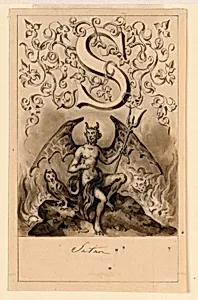Design for the letter S of a primer: Satan